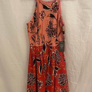 Vince Camuto Women's Printed High-Neck Fit & Flare Dress Size 2